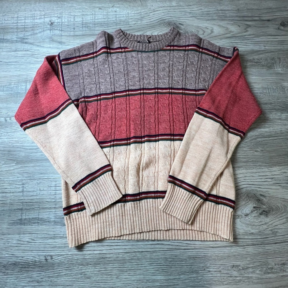 Sportswear Designer Collection Sweater Men S Multicolor Cable Knit‎ vtg Stripe